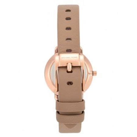 michael kors women's petite portia three-hand mocha leather watch